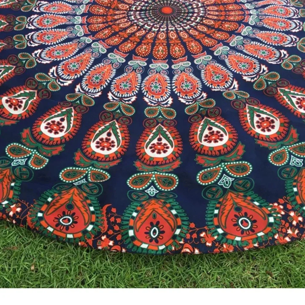 Orange peacock boho yoga mat Tapestry - Picture 2 of 3